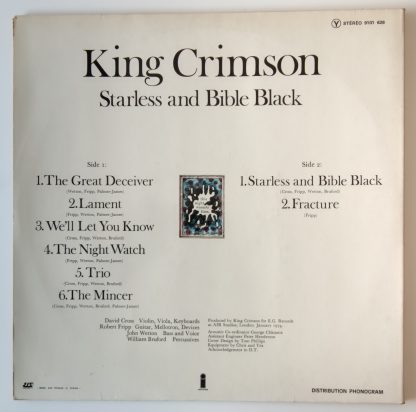 couverture vinyle 33tours artiste king crimson titre starless and bible black vinyle d'occasion