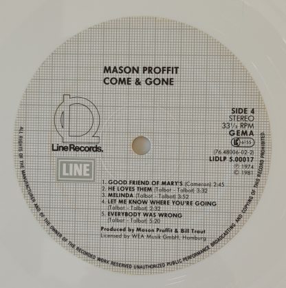 couverture vinyle 33tours artiste mason proffit titre come and gonevinyle d'occasion