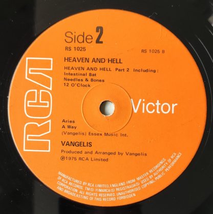label vinyle 33tours artiste vangelis titre heaven and hell vinyle d'occasion originvinylstore montauban