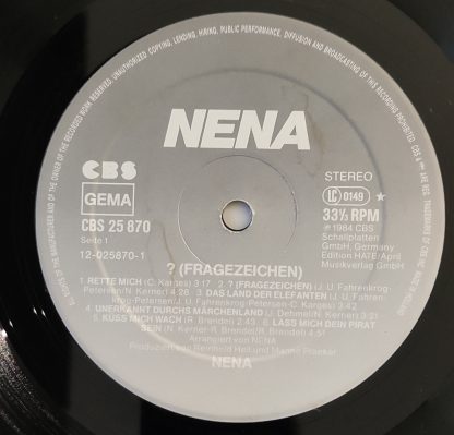 label vinyle 33tours artiste nena titre fragezeichen vinyle d'occasion originvinylstore montauban