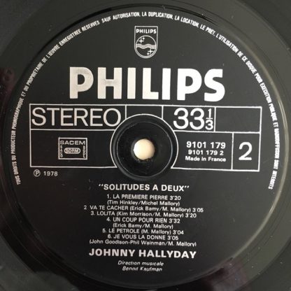 vinyle 33tours artiste johnny hallyday titre solitudes à deux vinyle d'occasion originvinylstore montauban
