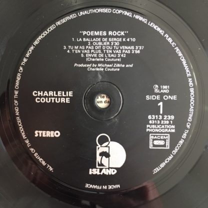 vinyle 33tours artiste charlelie couture titre poêmes rock vinyle d'occasion originvinylstore montauban