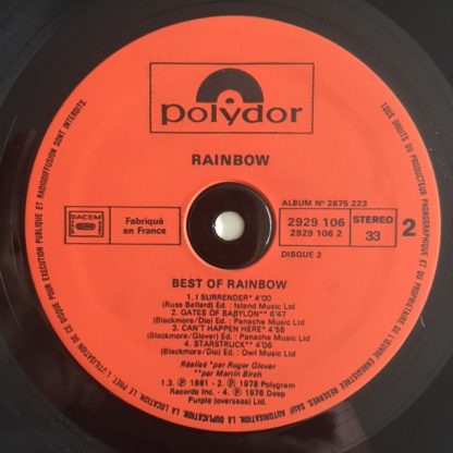 vinyle 33tours artiste rainbow titre the best of rainbow vinyle d'occasion originvinylstore montauban