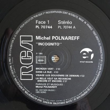 vinyle 33tours artiste michel polnareff titre incognito vinyle d'occasion originvinylstore montauban