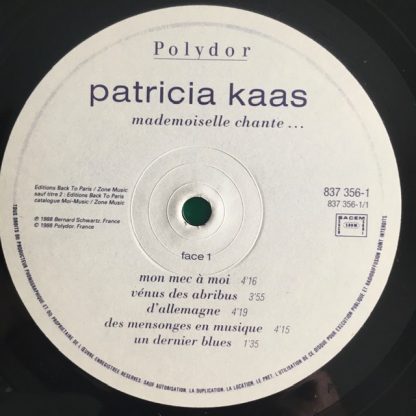 vinyle 33tours artiste patricia kaas titre mademoiselle chante vinyle d'occasion originvinylstore montauban