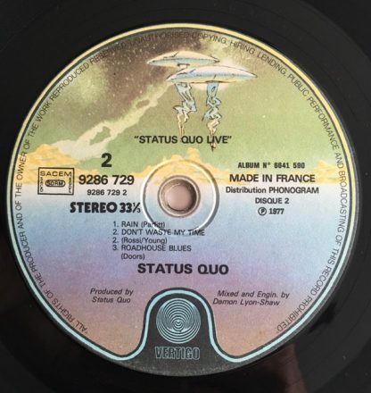 label vinyle 33tours artiste status quo titre status quo live vinyle d'occasion originvinylstore montauban