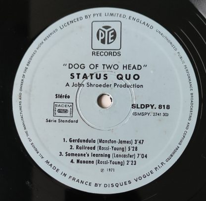 label vinyle 33tours artiste status quo titre dog of two head album vinyle d'occasion originvinylstore disquaire montauban