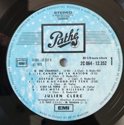label vinyle 33tours artiste julien clerc titre liberté,égalité,fraternité ou la mort album vinyle d'occasion originvinylstore disquaire montauban