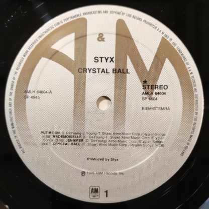 insert vinyle record lp 33tours styx titre crystal ball album vente vinyle d'occasion originvinylstore disquaire montauban tarn et garonne occitanie magasin de musique vintage